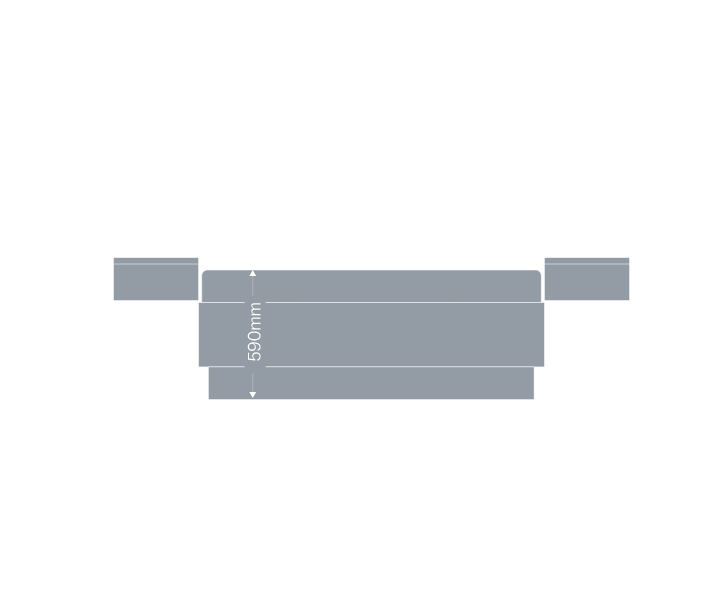 Technical 2D drawing and dimensions of the BEDROOM WALL system