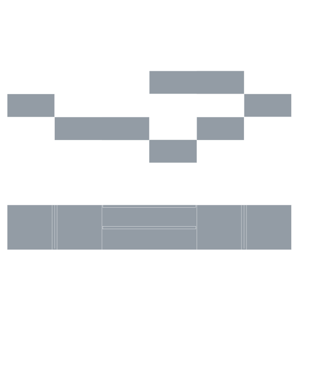 Technical 2D drawing and dimensions of the STORAGE WALL system