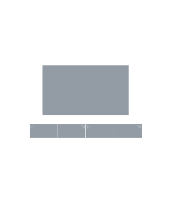 Technical 2D drawing and dimensions of the TV WALL system